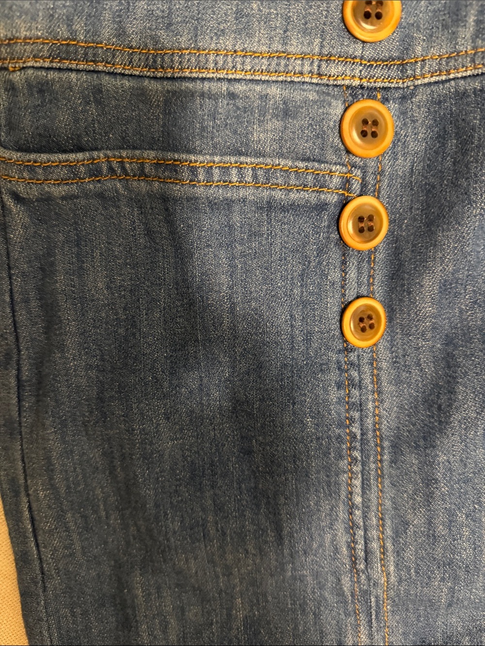 Pilcro Anthropologie Dark Blue Wide-Leg High-Rise Jeans with Button Detail - Picture 7 of 8